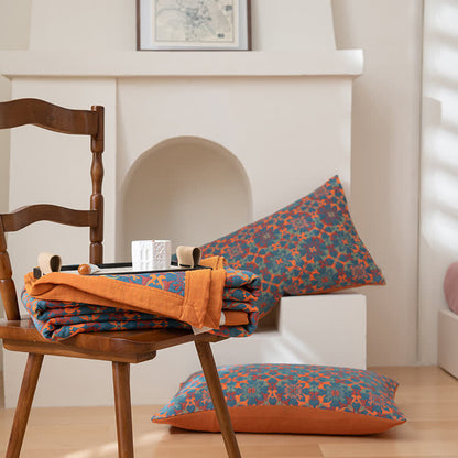 Sommerwind Wendedecke – Sechsschicht-Baumwolldecke in Orange & Blau