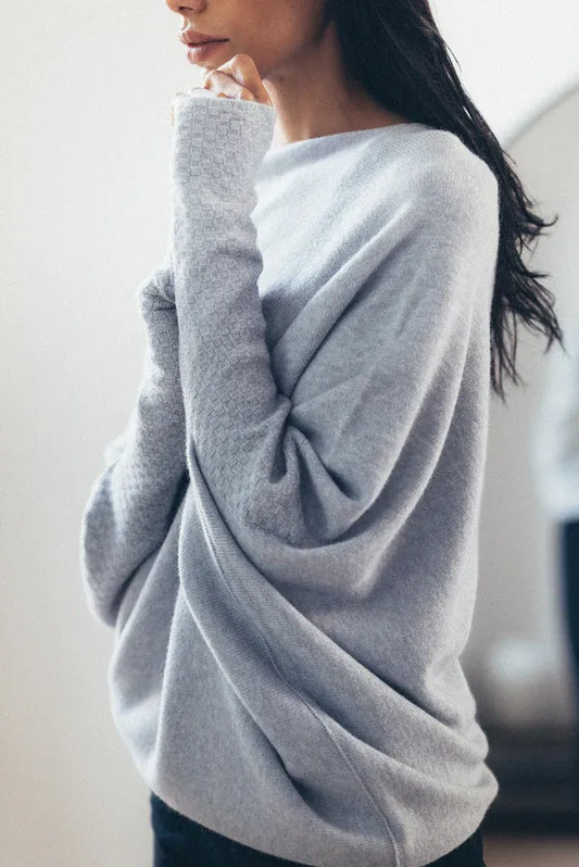 Damen-Pullover mit asymmetrischem Kragen und lockerem Schnitt