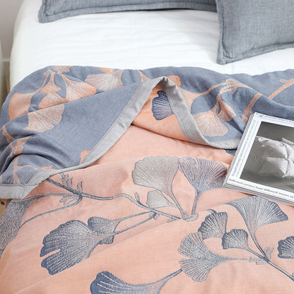 Ginkgo Blatt Baumwoll-Gauze Wendedecke – Leicht & Vielseitig