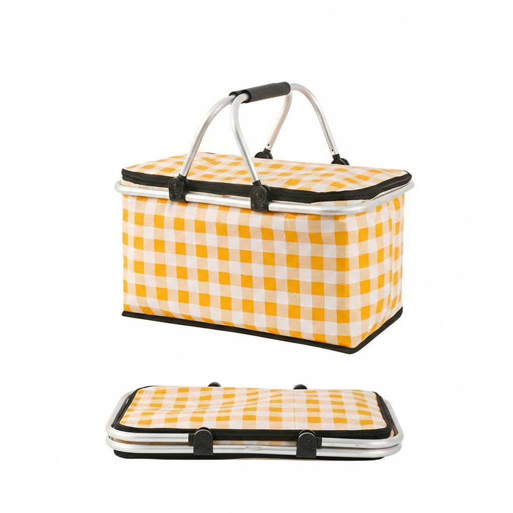 Picnico Faltbarer Karierter Picknickkorb – Vielseitiger 22L Outdoor-Begleiter