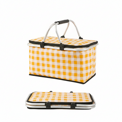 Picnico Faltbarer Karierter Picknickkorb – Vielseitiger 22L Outdoor-Begleiter
