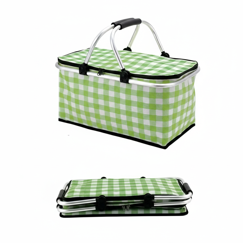 Picnico Faltbarer Karierter Picknickkorb – Vielseitiger 22L Outdoor-Begleiter