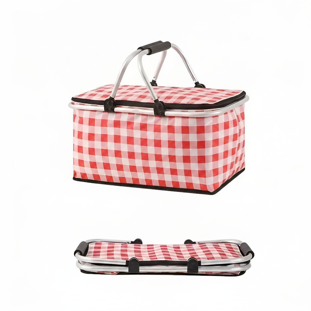Picnico Faltbarer Karierter Picknickkorb – Vielseitiger 22L Outdoor-Begleiter