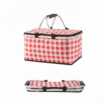 Picnico Faltbarer Karierter Picknickkorb – Vielseitiger 22L Outdoor-Begleiter