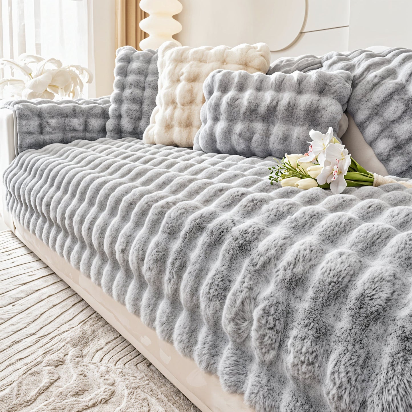 Veloura Élite Sofabezug – Ultrakuschliger Schutz mit edlem Steppmuster