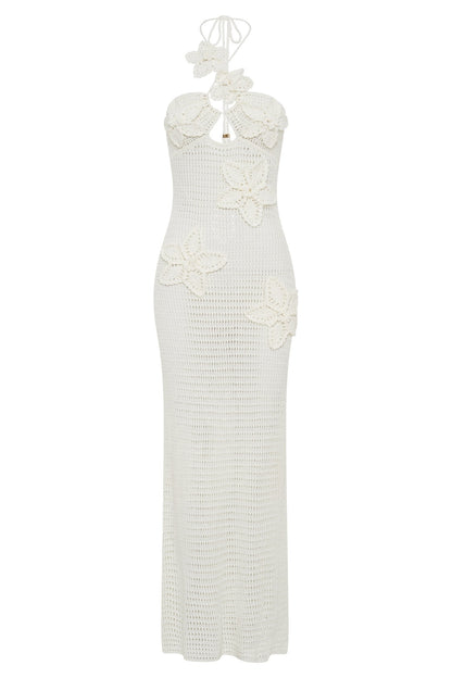 Damen-Maxikleid Madison mit Häkelspitze und floralen Applikationen