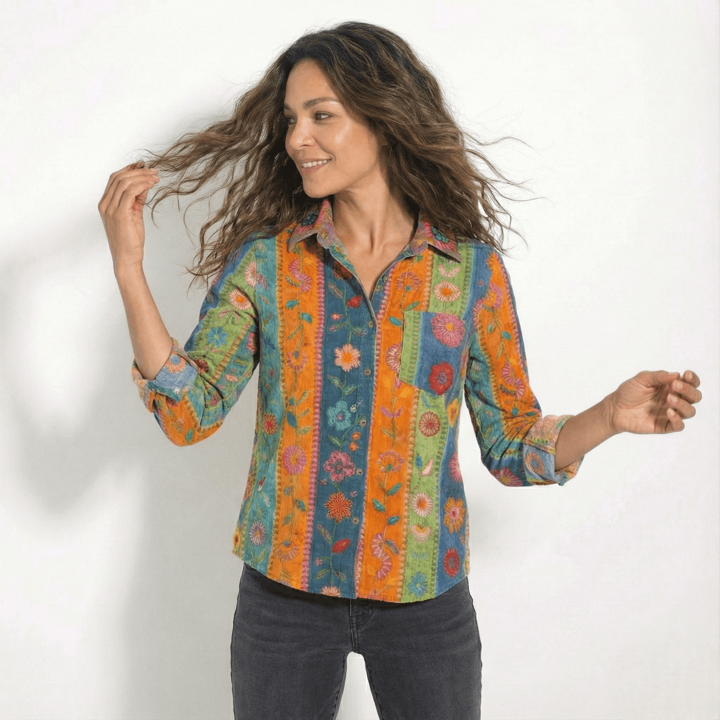 Damen-Bluse mit Knopfleiste und klassischem Kragen