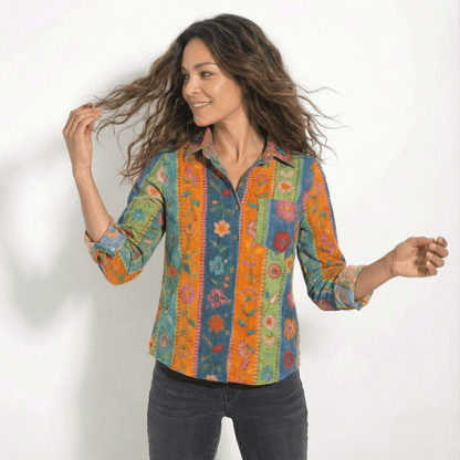 Damen-Bluse mit Knopfleiste und klassischem Kragen