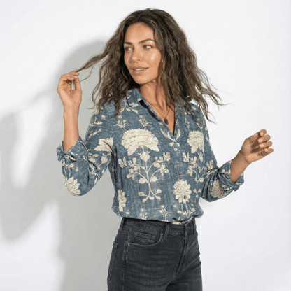 Damen-Bluse mit Knopfleiste und klassischem Kragen