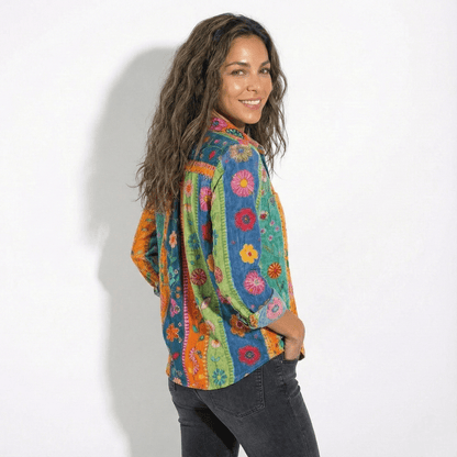 Damen-Bluse mit Knopfleiste und klassischem Kragen