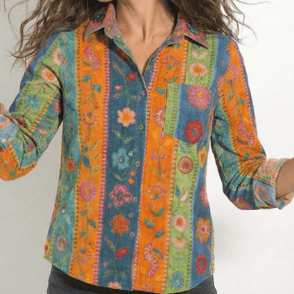 Damen-Bluse mit Knopfleiste und klassischem Kragen