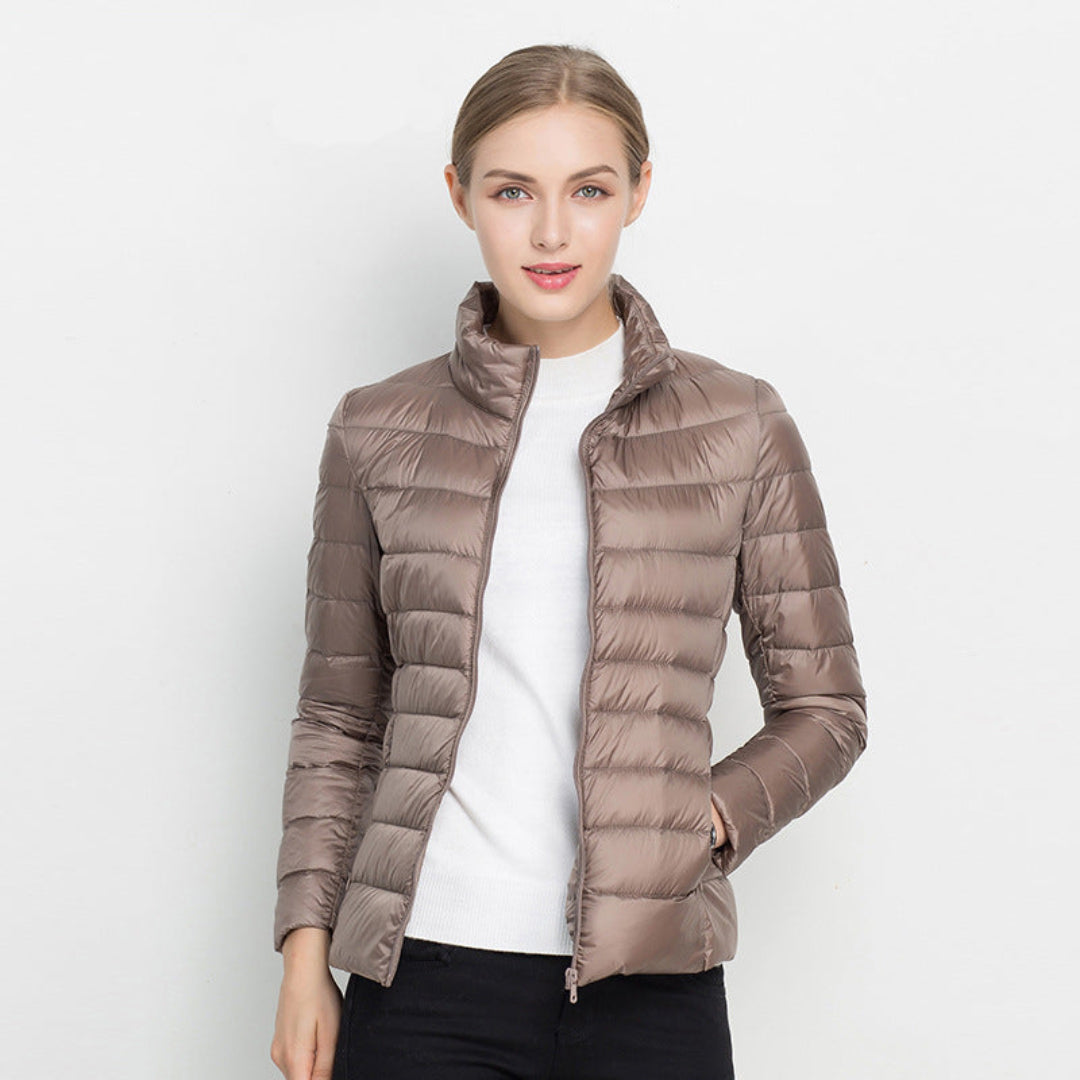 Damen Steppjacke mit langen Ärmeln und Reißverschluss