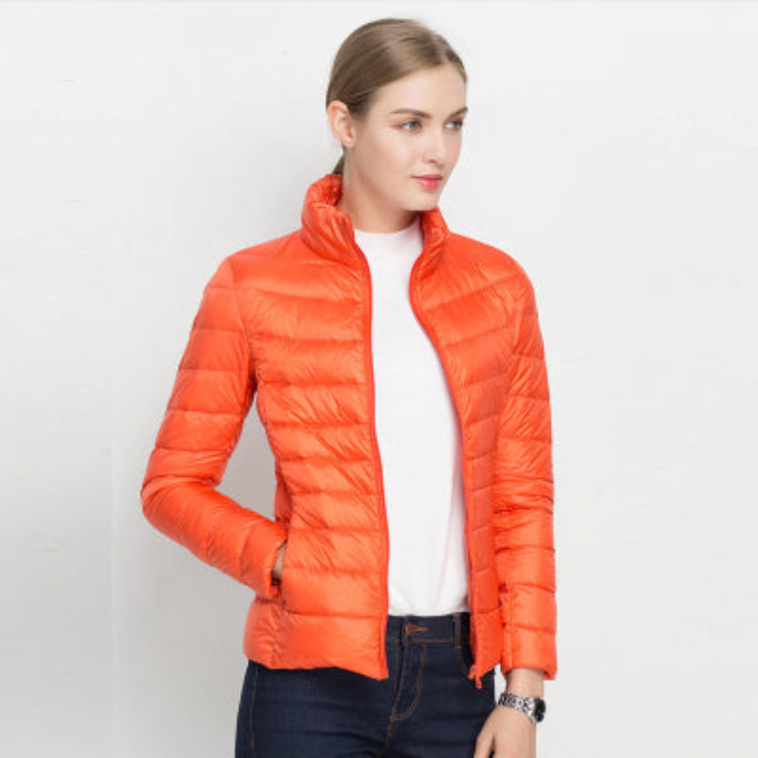Damen Steppjacke mit langen Ärmeln und Reißverschluss