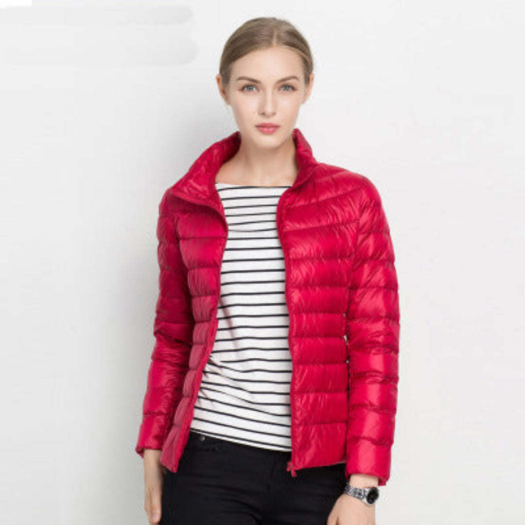 Damen Steppjacke mit langen Ärmeln und Reißverschluss
